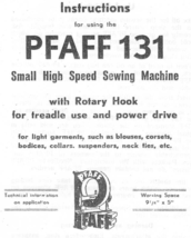 Pfaff 131 Small High Speed Sewing Machine Instructions - £10.21 GBP