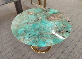 30&quot; Amazonite Stone Round Coffee Table Handmade Agate Countertop Desk Home Decor - £812.43 GBP