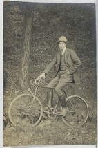 German Man on Bicycle Nicely Dressed Named Wolgang V. Postcard M19 - £31.84 GBP