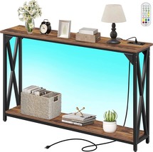 Dansion 2 Tiers Console Sofa Table With Power Outlet, Industrial Entryway Table - £77.86 GBP