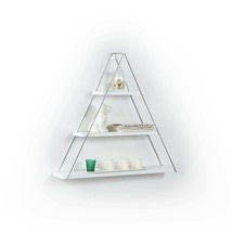 Moset Rustic Floating Triangle Wall Shelf for Books - White/Chrome - $69.99