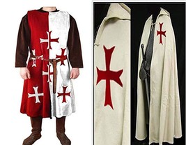 Medieval Viking Renaissance White/Red Color Tunic/Cloak for Armor Reenactment  - £95.92 GBP