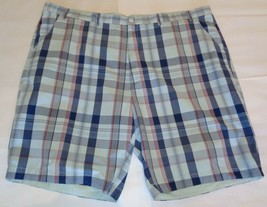 Casuals Roundtree &amp; Yorke Size 44 STRAIGHT FIT Blue Cotton New Mens Plaid Shorts - $64.35