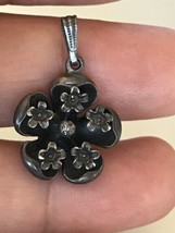 Antique Alice Caviness Germany Solid Sterling Silver 925 Flower Pendant - £67.93 GBP