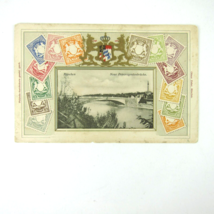 Germany Stamp on Stamp Postcard Munich New Prince Regent Bridge Antique UNPOSTED - £22.42 GBP