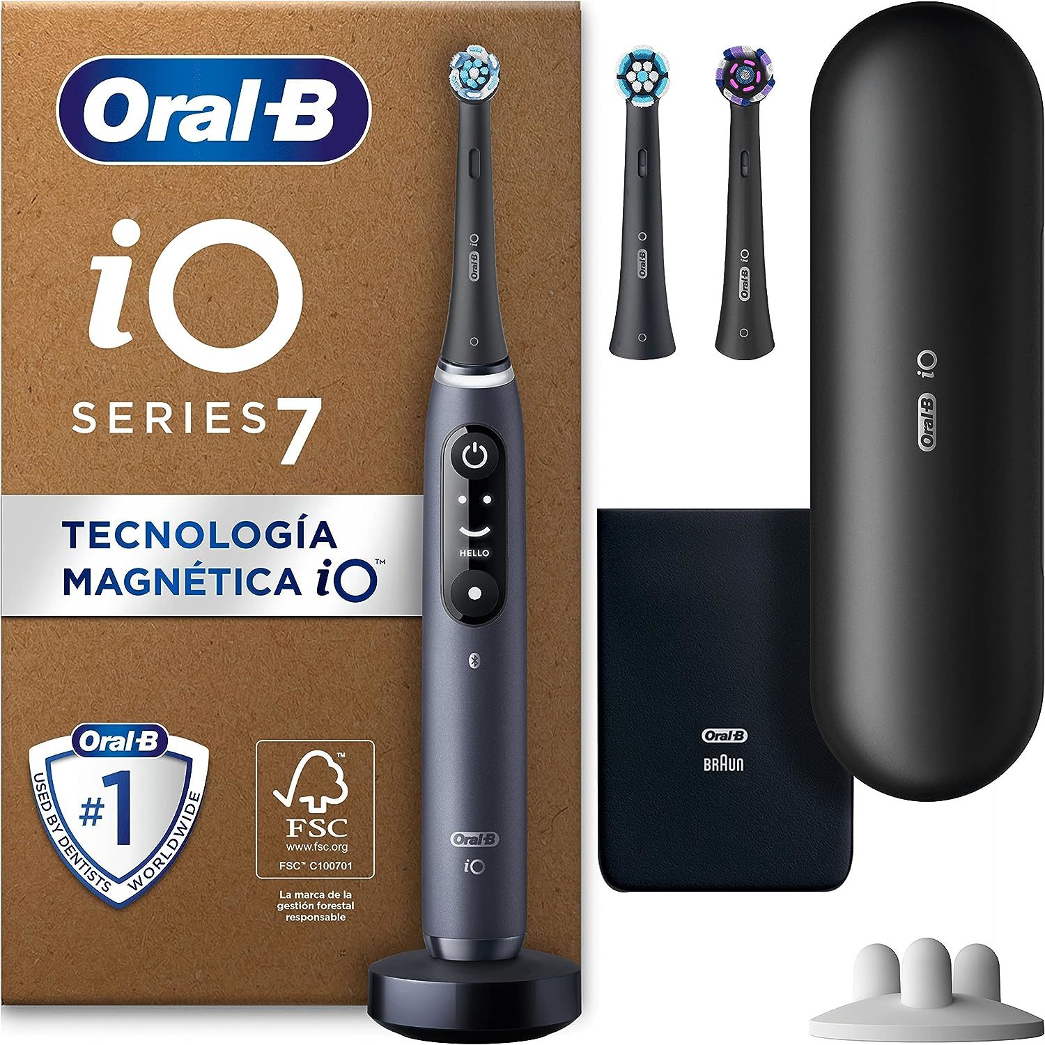 Primary image for Oral-B iO 7N Electric Toothbrush with Rechargeable Handle, 3 Heads - Black