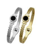 Black Stone Roman Numeral Bangle Stainless Steel - $34.68 CAD