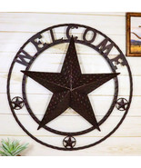 24&quot;D Rustic Western Lone Star Welcome Metal Circle Wall Plaque Gate Sign - $75.21 CAD