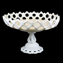 Westmoreland Doric Milk Glass 10&quot; Footed Bowl 1947-1984 Lace Edge Compot... - $660.67 MXN