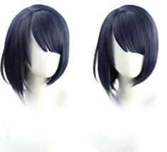 Genshin Impact Kujo Sara cosplay wig, Dark blue short straight wig with bangs - £36.23 GBP