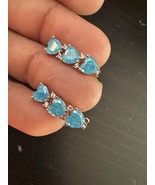 585 14K RG Stamped Frost Heart Azure Sparkle Stud Earrings - $745.50 MXN