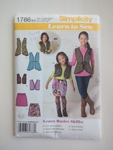 Simplicity 1786 Learn to Sew Vest Skirt Child Girls Sewing Pattern Size 7-14 Cut - $7.59