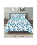  Floral Bedspread Set   White with Blue Flowers Full/Queen &amp; King Size - $1,061.45 MXN+