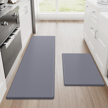2-Piece Anti-Fatigue Cushioned Kitchen Mat Set, Non-Skid Grey Standing Mats for - £28.90 GBP