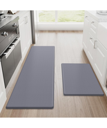 2-Piece Anti-Fatigue Cushioned Kitchen Mat Set, Non-Skid Grey Standing M... - £29.04 GBP