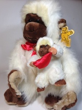 White Ape Gorilla Monkey Goffa Plush Mother &amp; Baby Large Furry Animal 15&quot; Tag - $59.99