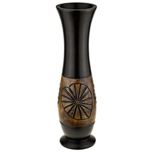 Tropical Eco-chic Delicate Monstera Leaf Etched Mango Tree Wood Flower Vase - £16.45 GBP