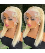 613 Blonde Straight Bob Lace Front Wig Brazilian Remy Human Hair Wigs Fo... - $155.00