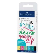 Low Cost Pack of 6 Faber Castell Hand Lettering Pitt Artist Pens Set Color Nibs - £39.51 GBP