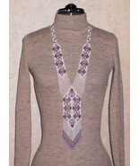Handmade beaded Sautoir-Gerdan-Necklace with fringe in ethnic style, boh... - $86.79 CAD