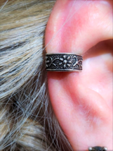 Daisy Flower Ear Cuff Earring 925 Sterling Silver Ear Cuff Bohemian Hippie Uk - £13.60 GBP
