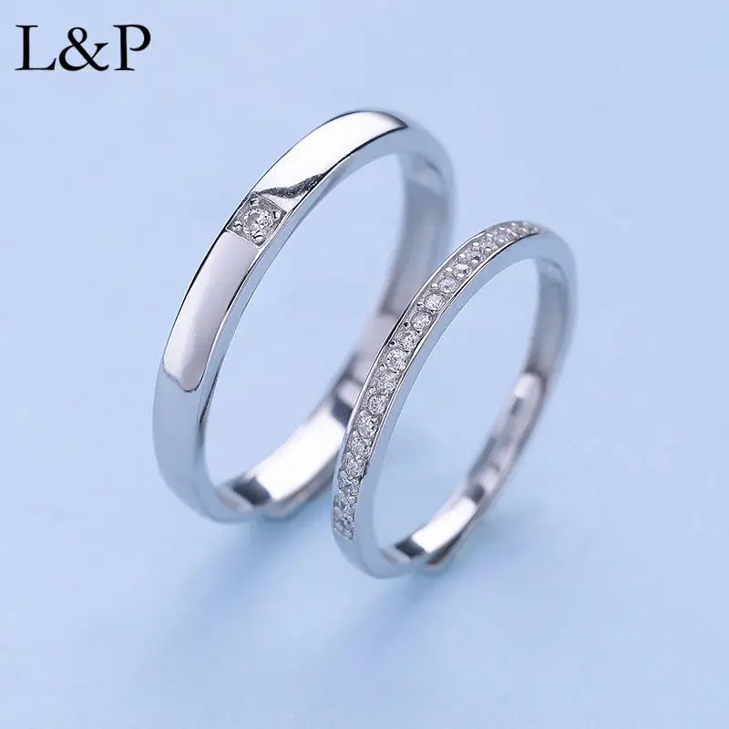 2psc Rings Couple Ring Fashion Real 925 Sterling Silver Ring Zircon Jewelry Roma - £60.42 GBP