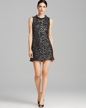 Rachel Zoe &#39;Cyrus&#39; Leather Sequin Metallic Black Dress $350, Sz 2 NWT! - $1,720.25 MXN