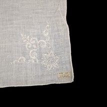 Vintage Hanky Handkerchief Linen Hand Rolled Embroidered Philippines 12” Wedding - £9.38 GBP