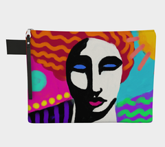 Funky Abstract Art Canvas Cosmetics Bag Zipper Pouch Wristlet Clutch Bag Purse - £35.85 GBP
