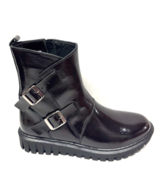 MIZ MOOZ  PATENT LEATHER  BOOTS SIDE FULL ZIP &amp; BUCKLE BLACK  37EU / 7US... - $59.95