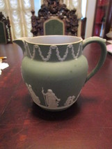Antique 1800s Wedgwood, England, jug green jasperware, and handle, impressed[*6 - £155.34 GBP