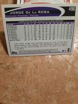 2012 Topps Baseball Card # 496 Jorge De LA Rosa - £1.05 GBP