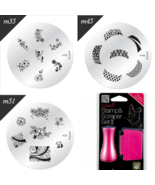 3Pack Konad Stamping Nail Art Round Image Plate &amp; Double Side Stamper Set - $29.86 CAD