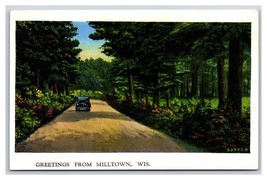 Generici Scena Greetings Country Road Milltown Wisconsin Unp Lino Cartolina U21 - £3.17 GBP