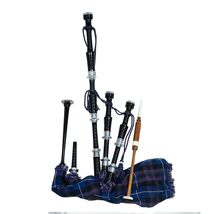 Great Scottish Highland Full Size Bagpipe Black Silver Finish with Tutor... - £104.03 GBP