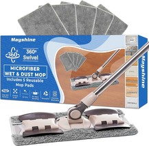 Mayshine Microfiber Hardwood Floor Wet And Dry Dust Mop W/ 5 Reusable Pa... - $614.74 MXN