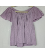 American Eagle AE Lavender Purple Cotton Short Flutter Sleeve Shirt Top - £7.08 GBP
