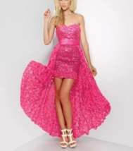 Riva Designs Prom Dress Short with Detachable Train R9632 Hot Pink Size ... - $275.48