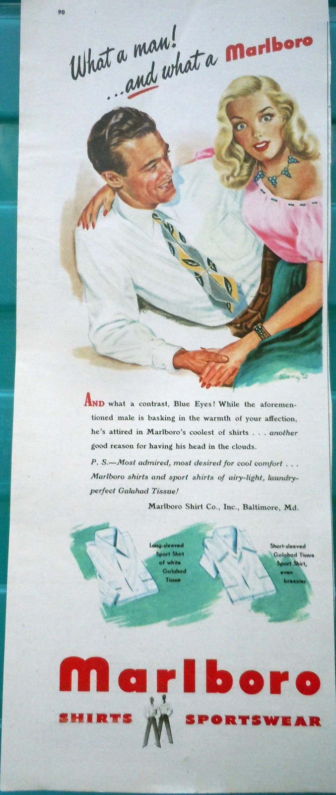 Marlboro Shirts Sportswear Magazine Print Art Advertisement 1947 - $5.99