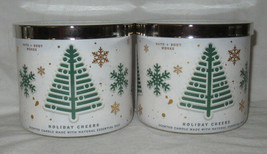 Bath &amp; Body Works 3-wick Candle Lot Set of 2 HOLIDAY CHEERS w/ essential oils - £49.23 GBP