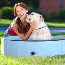 48&quot; Foldable Pet Swimming Pool Dog Cat Bath Pool Collapsible Pool Bathin... - £29.61 GBP