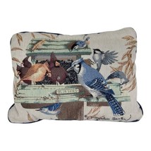 Marjolein Bastin Bird Throw Pillow Cardinal Blue Jay Feeder - £27.13 GBP