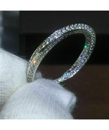 1.2CT Lab Created VVS1/D Diamond Eternity Wedding Band Ring 14K White Go... - £68.00 GBP