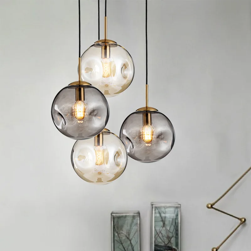 Modern glass ball pendant light Nordic LED pendant lamp living room Dini... - $63.90+