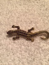 Lizard Brooch Pin Purple Rhinestones Missing 1 Stone - $5.00