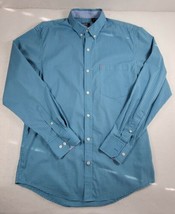 Izod Button Down Shirt Mens S/P Non Iron Stretch Long Sleeve Blue Aqua P... - $12.96
