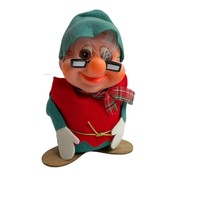 Elf  Christmas 5.5&quot; Ornament Rubber Face Made Japan Vintage - £9.41 GBP