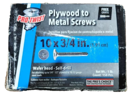 PLYWOOD TO METAL SCREWS #10 x 3/4&#39;&#39; L (1-LB) WAFER HEAD SELF-DRILL - PRO... - $15.83