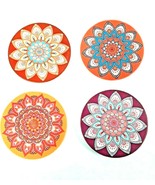 Ceramic Coasters End Table 4 1/4&quot; Abstract Bohemian Absorbent Set 4 Drin... - £19.32 GBP