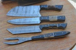 damascus hand forged hunting/kitchen sheaf knives set From The Eagle Col... - £110.78 GBP